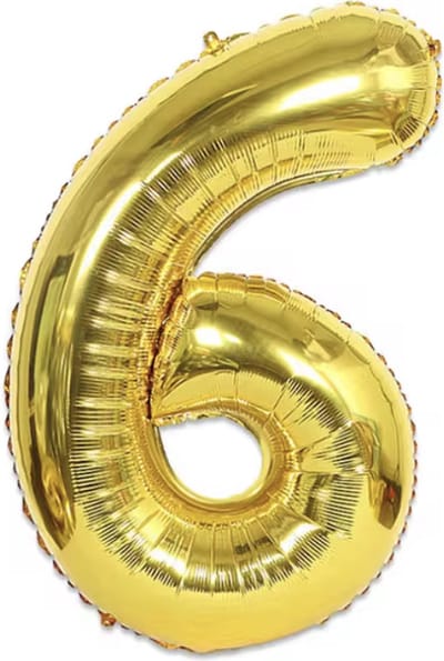 CHPN - Folieballon - 6 jaar - 70CM - Cijferballon - Goud/geelkleurig - Ballon - Feestdecoratie - Zesde verjaardag - Party - Verjaardag - 6 - Zes