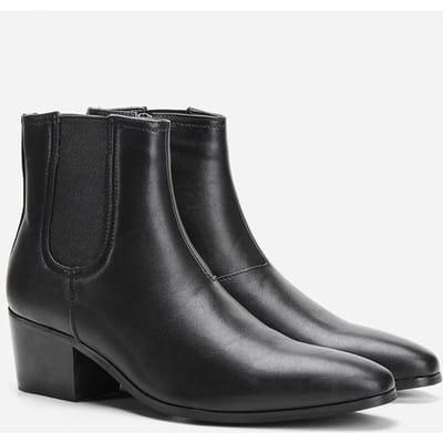 Maat 40~46 Heren Verhoogde Schoenen Mode Heren Laarzen met hoge hak Leer Chelsea Enkellaarsjes 40 black