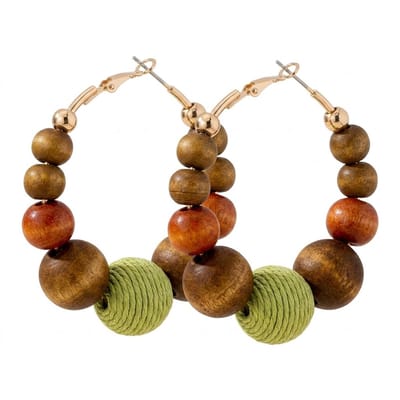 Bruin groen oorbellen dames kralen oorringen houten kralen oorbellen ronde oorbellen bohemian stijl grote ring oorbellen natuurlijke uitstraling statement sieraden voor dagelijks gebruik