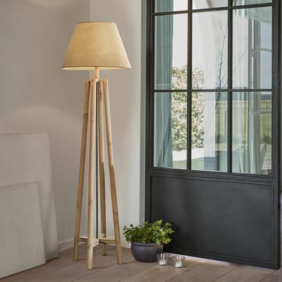 LOBERON Staande lamp Edgewood bruin/linnen