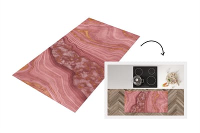 Keukenloper - Loper keuken - Marmer - Roze - Gouden - 120x60 cm - Keukenloper vinyl
