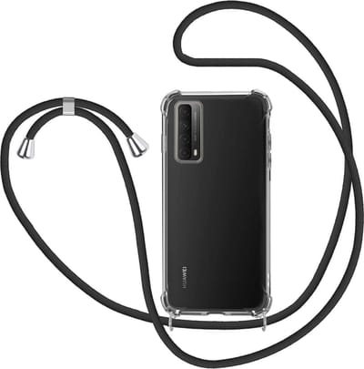 Hoesje Geschikt voor Huawei P smart 2021 Hoesje met Koord transparant silicone case -Hoesje Geschikt voor Huawei P smart 2021 Koord hoesje draagkoord TPU backcover - Zwart