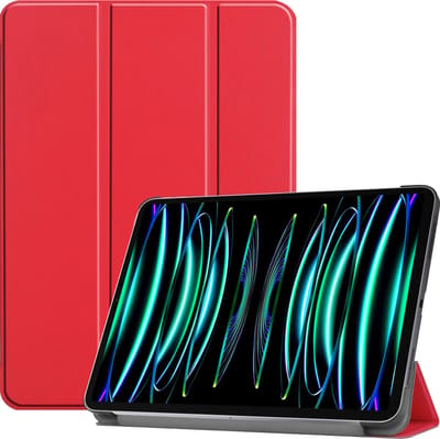 Hoesje Geschikt voor Apple iPad Pro (2022) - 11 inch - 4e generatie - Dun & Stevig - Trifold Bookcase - Hard Cover - Hardcover Book Case - Tablet Hoes - Rood