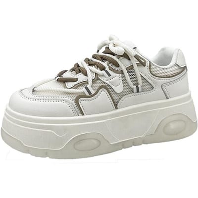 Sponszool Kleine Witte Schoenen Dames Lente Nieuwe Stijl Binnen Verhoogd Ademend Mesh Alles-passende Casual Sportschoenen 40 white