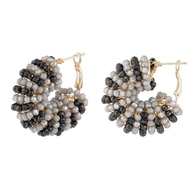 Yehwang Oorbellen Happy Beads goud zwart grijs