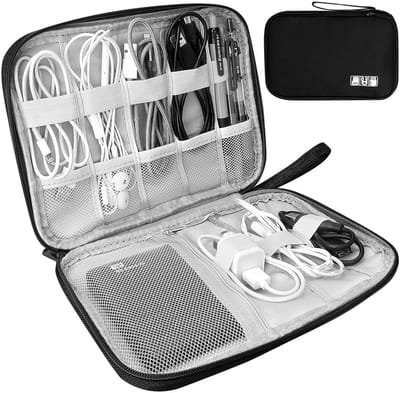 Ynkkvre - Elektronische Tasche - Kabel Organizer Tasche - Waterafstotend Nylon Met Schuimvoering En Robuuste Rits - 1 Stuk - Voor Reizen En Dagelijks Gebruik Zwart