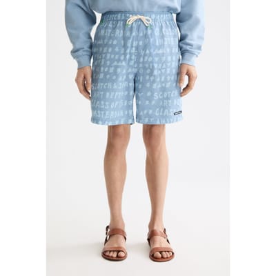 Scotch & Soda Printed Longer-length Swim Shorts Art Dept Faded Denim Taglia: S | Pantaloncini da bagno Outlet | Uomo | Blu