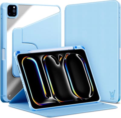 Hoes geschikt voor iPad Pro 11 inch 2024 - Book Case Premium Sleep Cover Kunstleer 360 Graden Draaibaar met Auto/Wake Functie en Pencilhouder - Blauw