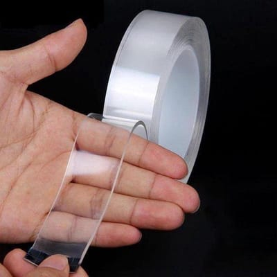*** 2 x 3 meter Tape - 6 meter Transparante Dubbelzijdige Tape – herbruikbaar en afwasbaar-Heble®***