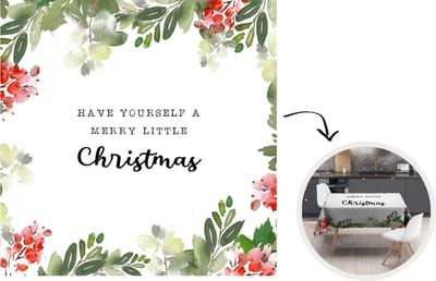 Kerst Tafelkleed - Kerstmis Decoratie - Tafellaken - Kerst - Quote - Waterverf - 180x180 cm - Kerstmis Versiering