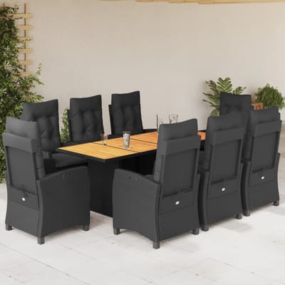 vidaXL - 9-delige - Tuinset - poly - rattan - zwart