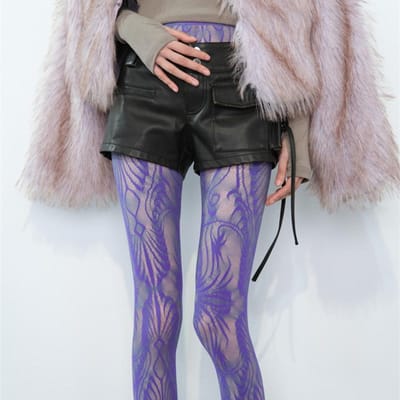 Collants Y2K Dentelle Rose Creuse Motif Araignée Mailles Filet Femmes Été Sexy Bas Mailles Longs M black