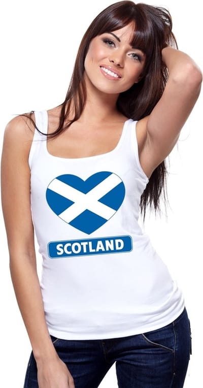 Schotland singlet shirt/ tanktop met Schotlandse vlag in hart wit dames S