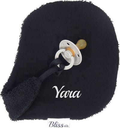 Speendoekje - Speendoekje met naam - gepersonaliseerd kraam cadeau - Wallabiezzz - Zwart