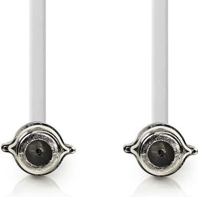 Nedis Satelliet- en Antennekabel - F-Female - F-Female - Vernikkeld - 75 Ohm - Enkelvoudig Afgeschermd - 0.20 m - Plat - PVC - Wit - Polybag
