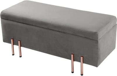 Bankje Dals met opbergruimte 118x40x42 cm grijs [en.casa]