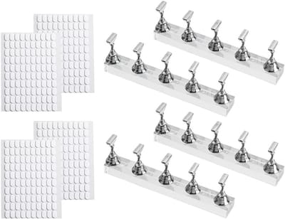 Set van 4 Acryl Nagelstands met 400 Stukjes Hechting voor Nageldisplay en Oefeningen, Ideaal voor DIY Nagelkunst en Professionele Nageltraining