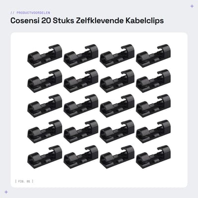 Dailygoods- Kabelclips 20 Stuks - Sterke Zelfklevende Klemmen - Duurzaam Kunststof - Kabelbeheer - Ruimtebesparend - Voor Draden tot 7mm - Kabelhouder