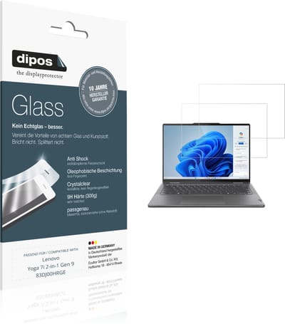 dipos – 2x Pantserfolie geschikt voor Lenovo Yoga 7i 2-in-1 Gen 9 83DJ00HRGE | 9H Screenprotector