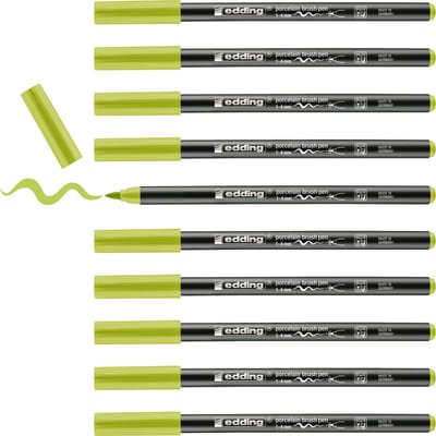 edding 4200 porseleinstift - geelgroen - 10 pennen - penseelpunt 1-4 mm - viltstift voor het schilderen en decoreren van keramiek, porselein - vaatwasmachinebestendig, lichtechte inkt, sneldrogend