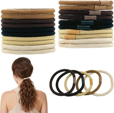 Katoenen Haar Elastiekjes Set van 20 Stuks - Sterke Rubber Bands voor Ponytails en Scrunchies voor Vrouwen, Mannen en Kinderen in Donkere Kleuren