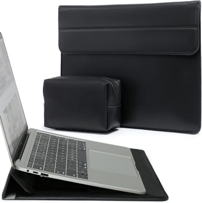 Famanu 13 Inch Laptop Hoes met Standaard Functie voor 2024-2018 laptop Air 13 M3 A3113 M2 M1, 2024-2016 laptop Pro 13 M2 M1, tablet Pro/Air 13 2024, Surface Pro 11-3, Laptopsleeve met Zakje, Zwart