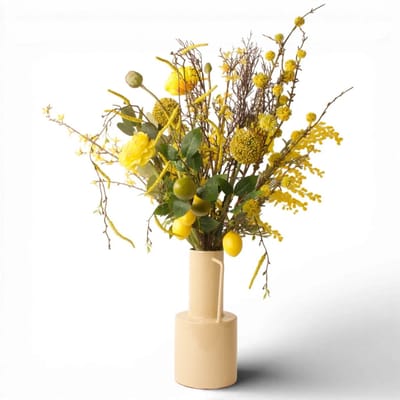 WinQ-Zijden boeket met Gele Voorjaarstinten en Natuurlijke Takken-kunstbloemen