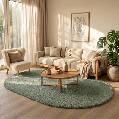 NATURL. Ovaal Shaggy vloerkleed - Blaze Groen - 160x230cm