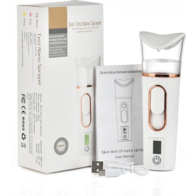 Mist Sprayer Handheld Nano Beauty Instrument Mini Hydraterende Luchtbevochtiger Huidverzorging LED-Display Draagbare Gezichtsstomer Verstuiver wit