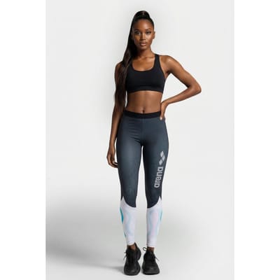 Arena W Carbon Compression Long Tights Dark Grey-white Maat: XS | Sportleggings Outlet | Dames | Zwart