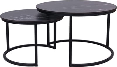 MaximaVida ronde salontafel set Firenze XL 75 en 58 cm - zwart HPL marmer look