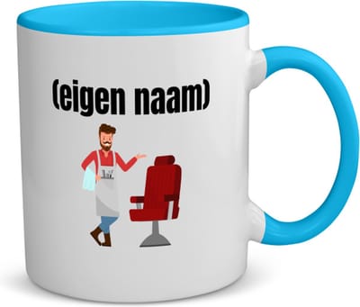 Akyol - kapper met eigen naam koffiemok - theemok - blauw - Kapper - iemand die kapper is - barbershop - cadeau - verjaardag - zelf gepersonaliseerd - 350 ML inhoud