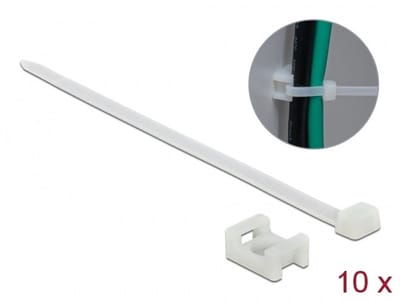 Tie-wraps met montagehouder | 150 x 7,2mm | transparant | 10 stuks