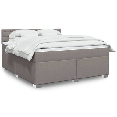 vidaXL - Boxspring - met - matras - stof - taupe - 180x200 - cm