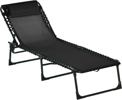 Ligbed - Tuin - Zonnebed - Ligstoel - Loungebed - Weerbestendig - Verstelbaar - Buiten - Opklapbaar - Zwart