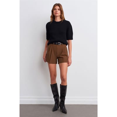Hoog-Waisted Crêpe Tailored Shorts