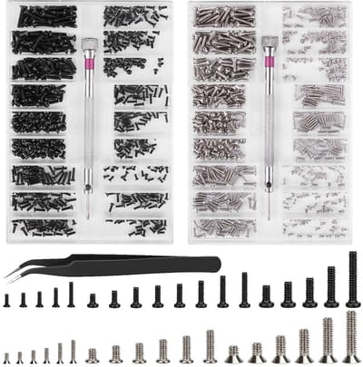 Complete Set van 1000 Mini Schroeven voor Reparatie van Horloges, Brillen en Computers - Inclusief Micro Schroeven M1.2, M1.4, M2 voor Diverse Toepassingen