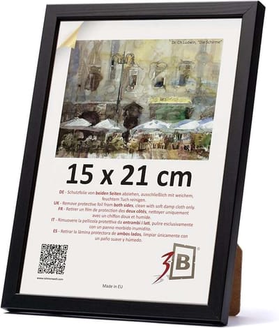 CE Serie - Houten Fotolijst - 15x21cm - Zwart - Acrylglas