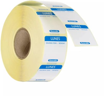 HENDI Voedselveiligheidsstickers, multifunctioneel, eenvoudig verwijderbaar , HENDI, Maandag, Blauw, 1000 st., 25x25x(H)mm