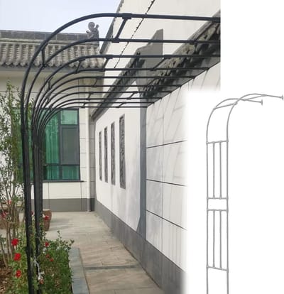 Metalen Rozenboog - Tuinprieel Halve Boog - Planten Ondersteunen - Gegalvaniseerd Metaal - Diverse Maten - Zwart
