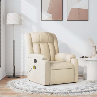vidaXL - Massagestoel - met - crèmekleurige - stof