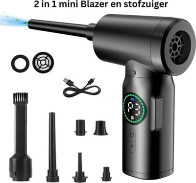 Draadloze Turbo Fan - Mini Blazer en stofzuiger in 1 - Draagbaar Luchtpistool - 100 W - 5000 RPM - Zwart