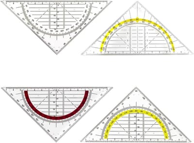 Set van 4 Driehoekige Linialen van Schokbestendig Plastic voor School, Universiteit en Werkplekken - Geometrisch Tekenmateriaal en Meetinstrumenten