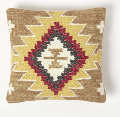 Homescapes Handgeweven Kelim Kussen Jaipur - Kussen 45x45 cm met verenvulling
