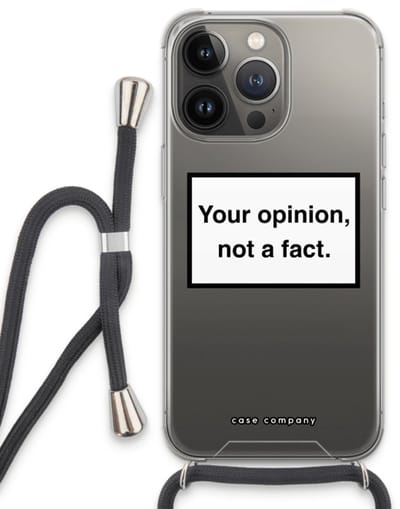 Case Company® - Hoesje met koord geschikt voor iPhone 13 Pro hoesje met Koord - Your opinion - Telefoonhoesje met Zwart Koord - Bescherming aan alle Kanten en Over de Schermrand