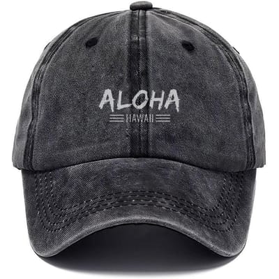 Casquette de camionneur pour hommes femmes Aloha Vintage Coton Lavé Casquette de baseball Réglable Usée Été Plage Style Hawaïen Casquette en coton black