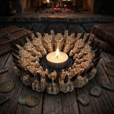 Dailygoods- Theelichthouder met drakenring - Keltische knoop - Decoratie woonkamer - Fantasy design - Polyhars - Diameter 13,5 cm