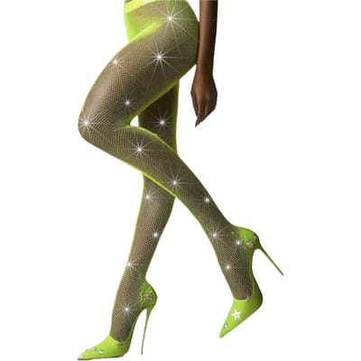 Groene Party Schitterende Panty Visnet Bodystocking Ademend Strass Sprankelingen Panty Sexy Hoge Taille Panty Voor Vrouwen brown