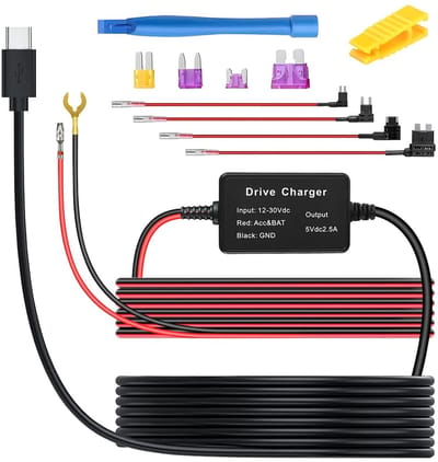 Dailygoody - Dash Cam Oplader - Universele Dash Cam Hardwire Kit - Hoogwaardige Kwaliteit - Type-C USB - Laagspanningsbeveiliging - Geschikt voor Dash...