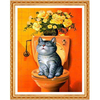 Diamant schilderij 5d diy diamant schilderij ronde diamant borduurwerk dieren kat diamant 20X30CM black